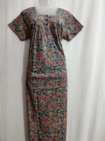 Front Open Kalamkari Cotton Nighty With Buttons, 55 Inches - Blue - Image 4