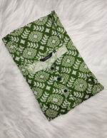 Front Open Cotton Nighty With Buttons, 57 Inches - Green - Image 3