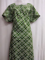 Front Open Cotton Nighty With Buttons, 57 Inches - Green - Image 4