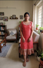 Short And Trendy Cotton Nighty - Red - Image 2