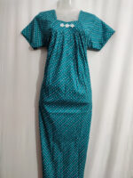 Traditional Cotton Nighty, 55 Inches Length - Green - Image 4