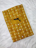 Comfortable Full Open Cotton Nighty, 55 Inches Long - Yellow - Image 3