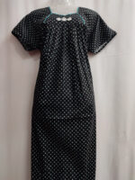 Traditional Cotton Nighty, 55 Inches Length - Black - Image 4