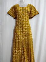 Comfortable Full Open Cotton Nighty, 55 Inches Long - Yellow - Image 4