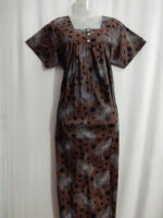 Front Open Cotton Nighty With Buttons, 55 Inches - Yellowish Shade - Image 4
