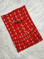 Front Open Cotton Nighty With Buttons, 55 Inches - Red - Image 3