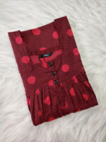 Front Open Cotton Nighty With Buttons, 55 Inches - Magenta - Image 3