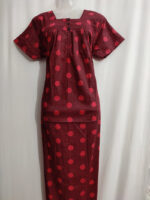 Front Open Cotton Nighty With Buttons, 55 Inches - Magenta - Image 4