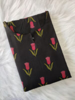 Comfortable Full Frock Cotton Nighty, 55 Inches - Black + Pink Blossom - Image 3