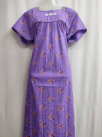 Traditional Cotton Nighty, 57 Inches Length - Violet - Image 4