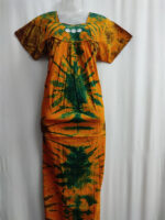 Traditional Chungidi Cotton Nighty, 55 Inches Length - Yellow + Green - Image 4