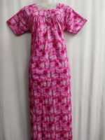 Front Open Cotton Nighty With Buttons, 55 Inches - Rose - Image 4