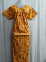 Front Open Cotton Nighty With Buttons, 55 Inches - Orange - Image 4