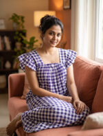 Traditional Cotton Nighty With Elastic Neck, 55 Inches Length