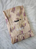 Traditional Cotton Nighty, 57 Inches Length - Cream - Image 3