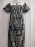 Front Open Cotton Nighty With Buttons, Hacoba Yoke, 55 Inches - Ash - Image 4