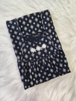 Traditional Cotton Nighty, 55 Inches Length - Dark Blue - Image 3