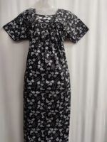Traditional Cotton Nighty, 55 Inches Length - Black - Image 4