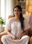 Traditional Cotton Nighty, 57 Inches Length - White
