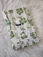 Traditional Cotton Nighty, 57 Inches Length - White + Green - Image 3