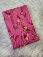Front Open Cotton Nighty With Buttons, 55 Inches - Rose - Image 3