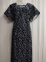 Traditional Cotton Nighty, 57 Inches Length - Black - Image 4