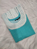 Short And Trendy Cotton Nighty - Blue + White - Image 3