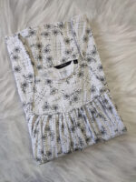 Traditional Cotton Nighty, 55 Inches Length - White - Image 3