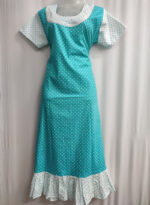 Short And Trendy Cotton Nighty - Blue + White - Image 4