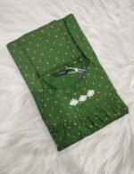 Traditional Cotton Nighty, 57 Inches Length - Green - Image 3