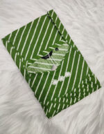 Traditional Cotton Nighty, 57 Inches Length - Green lines - Image 3