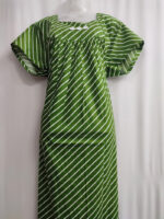 Traditional Cotton Nighty, 57 Inches Length - Green lines - Image 4
