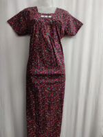 Traditional Cotton Nighty, 55 Inches Length - Rose - Image 4