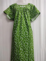 Traditional Cotton Nighty, 57 Inches Length - Green - Image 4