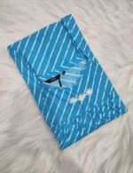 Traditional Cotton Nighty, 57 Inches Length - Blue lines - Image 3