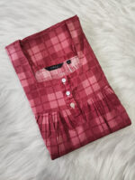 Front Open Cotton Nighty With Buttons, 55 Inches - Image 3