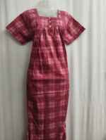 Front Open Cotton Nighty With Buttons, 55 Inches - Image 4