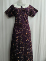 Churidar Model Cotton Nighty With Buttons, Hacoba Yoke, 55 Inches - Grape Vine - Image 4