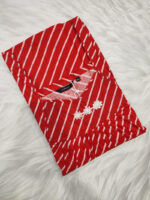 Traditional Cotton Nighty, 57 Inches Length - Red lines - Image 3