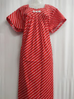 Traditional Cotton Nighty, 57 Inches Length - Red lines - Image 4