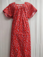Traditional Cotton Nighty, 57 Inches Length - Red - Image 4