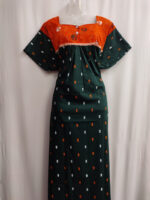 Front Open Cotton Nighty With Buttons, 57 Inches - Dark Green - Image 4