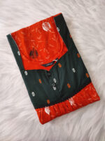 Front Open Cotton Nighty With Buttons, 57 Inches - Orange - Image 3