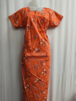 Front Open Cotton Nighty With Zip, 55 Inches - Dark Peach - Image 4