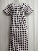 Front Open Cotton Nighty With Buttons, 55 Inches - Image 4