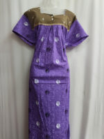 Front Open Cotton Nighty With Buttons, 57 Inches - Violet - Image 4