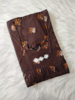 Traditional Cotton Nighty, 57 Inches Length - Brown - Image 3