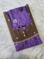Front Open Cotton Nighty With Buttons, 57 Inches - Violet - Image 3