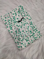 Traditional Cotton Nighty, 55 Inches Length - White + Green flowers - Image 3