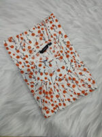 Traditional Cotton Nighty, 55 Inches Length - White + Orange flowers - Image 3